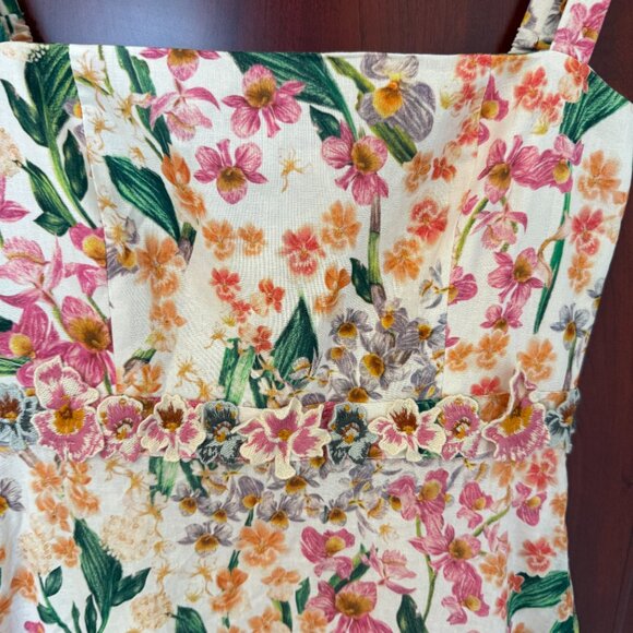 Agua by Agua Bendita Lima Floral Linen Maxi Dress Size M - Picture 7 of 13